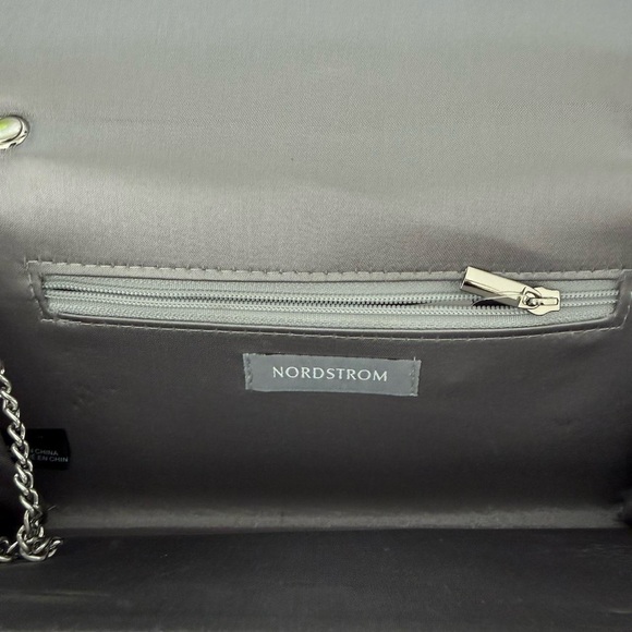 Silver Nordstrom evening clutch with chain strap - Picture 3 of 7